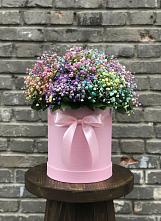 Цветочная композиция из Гипсофила и Розы в шляпной коробке в Нягани