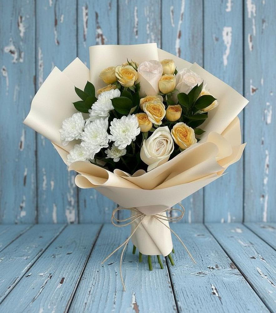 Букет цветов из: Розы и Хризантемы в Нягани