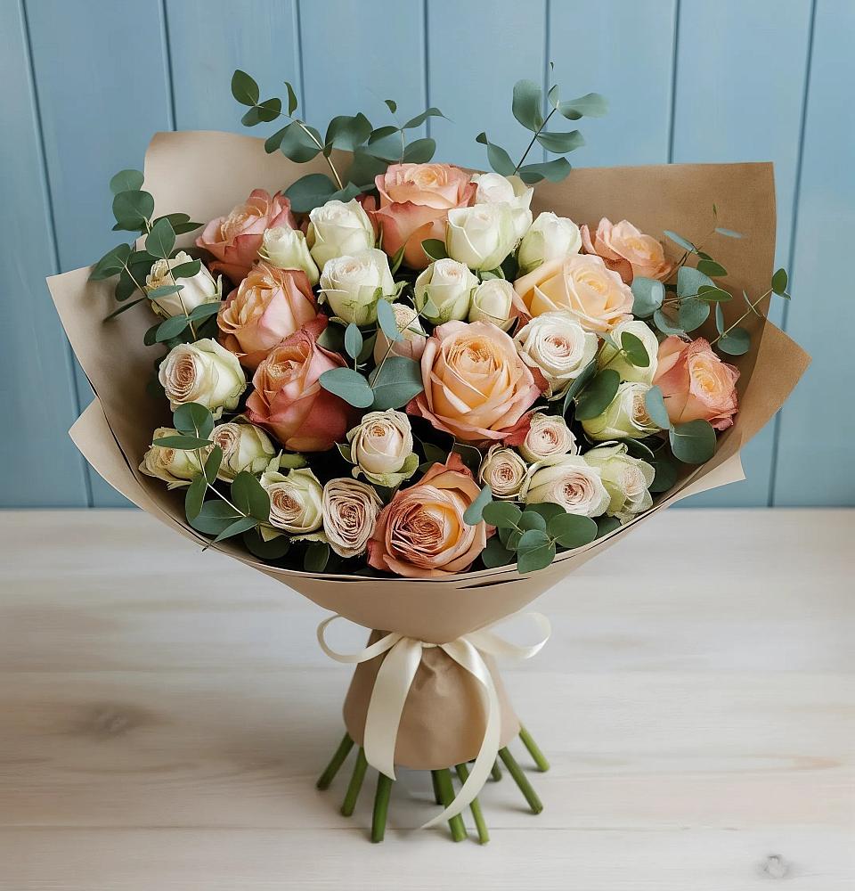 Букет цветов из: Альстромерии и Розы в Нягани