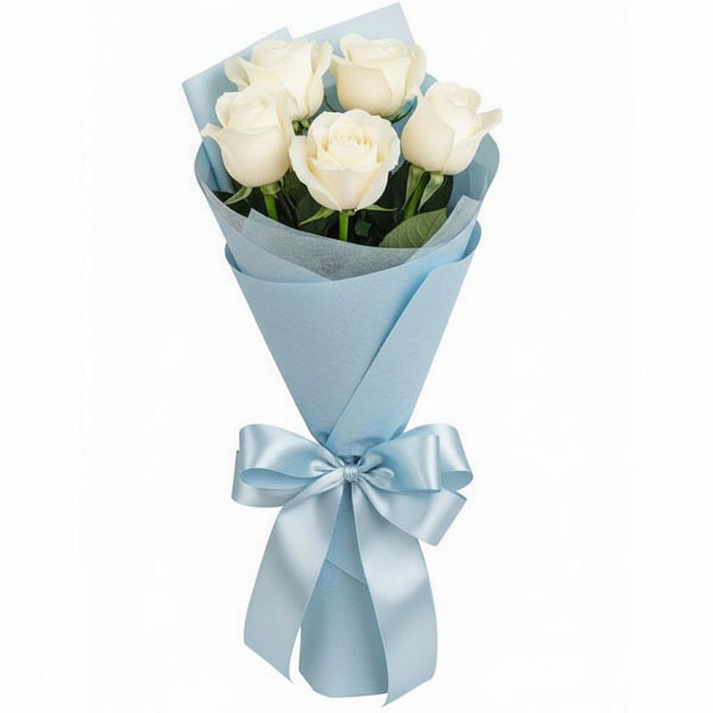 Букет 5 Белых роз Проуд в Нягани