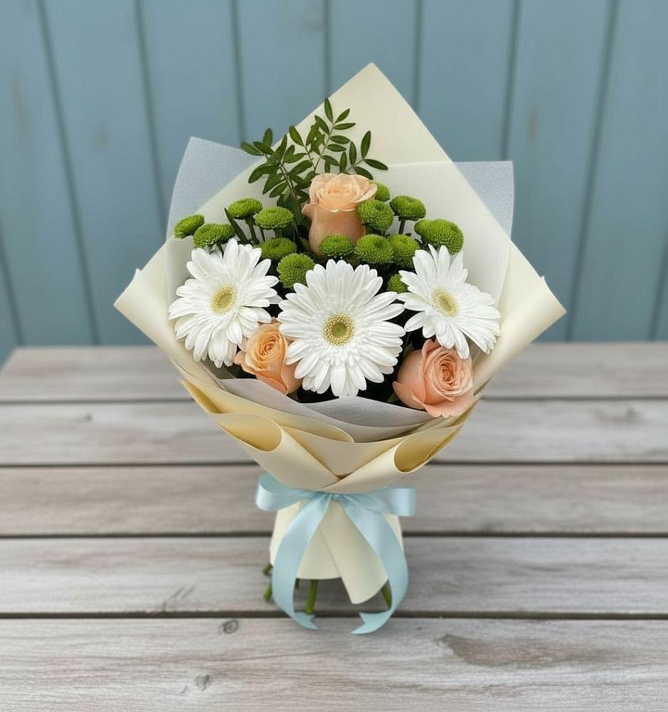 Букет цветов из: Герберы, Розы и Хризантемы в Нягани