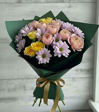Букет цветов из:  Хризантемы и Розы #REPLACE_PRED# Нягани
