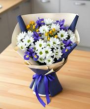 Букет цветов из:  Розы, Ирисы и Хризантемы #REPLACE_PRED# Нягани