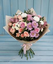 Букет цветов из:  Хризантемы, Розы и Альстромерии в Нягани