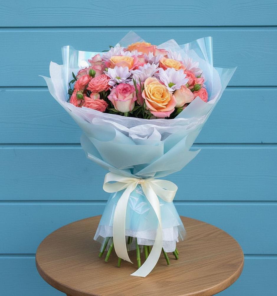 Букет цветов из: Хризантемы и Розы в Нягани